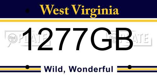 1277GB West Virginia License Plate