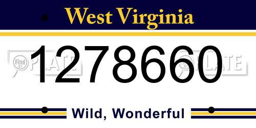 1278660 West Virginia License Plate