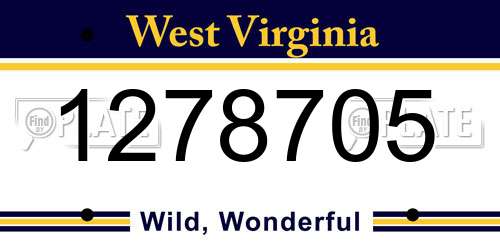 1278705 West Virginia License Plate