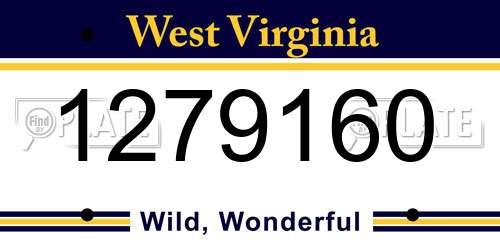 1279160 West Virginia License Plate