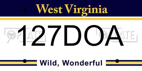 127DOA West Virginia License Plate