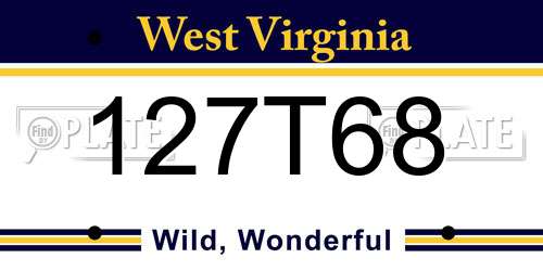 127T68 West Virginia License Plate