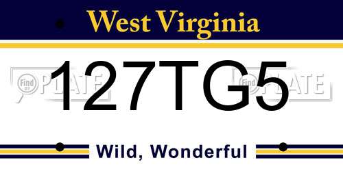 127TG5 West Virginia License Plate