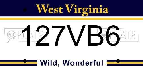 127VB6 West Virginia License Plate
