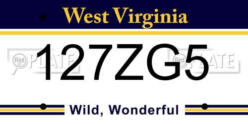 127ZG5 West Virginia License Plate