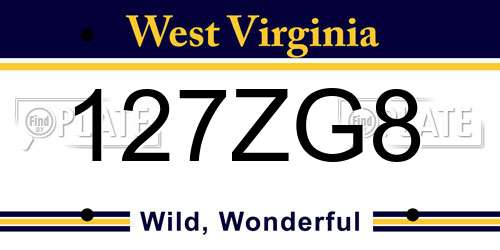 127ZG8 West Virginia License Plate