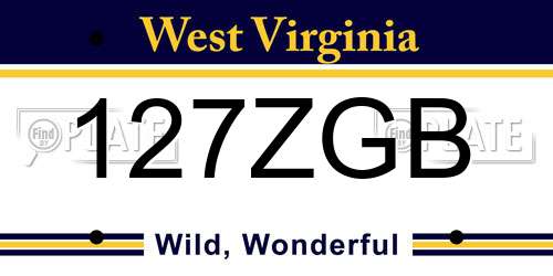 127ZGB West Virginia License Plate