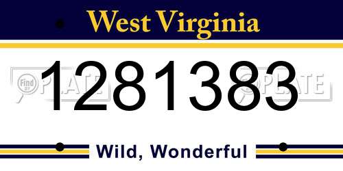 1281383 West Virginia License Plate