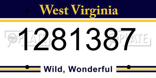 1281387 West Virginia License Plate