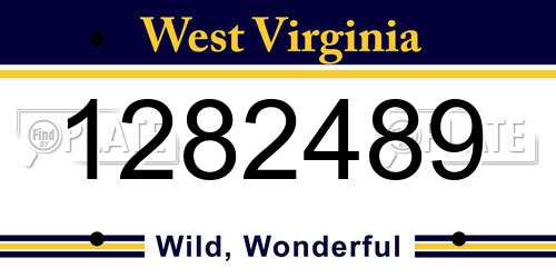 1282489 West Virginia License Plate