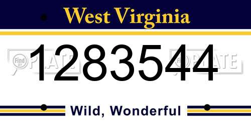 1283544 West Virginia License Plate