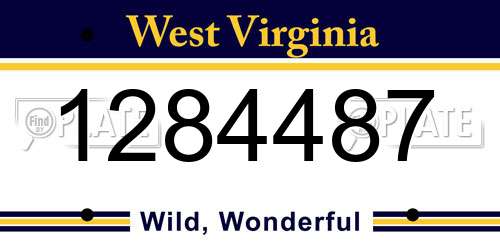 1284487 West Virginia License Plate