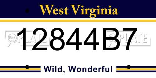 12844B7 West Virginia License Plate