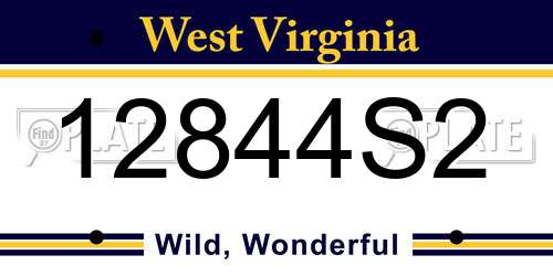 12844S2 West Virginia License Plate
