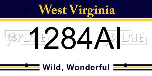 1284AI West Virginia License Plate