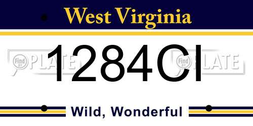 1284CI West Virginia License Plate
