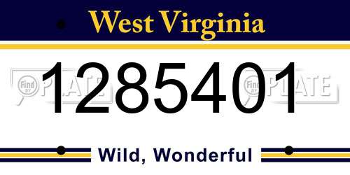 1285401 West Virginia License Plate