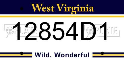 12854D1 West Virginia License Plate