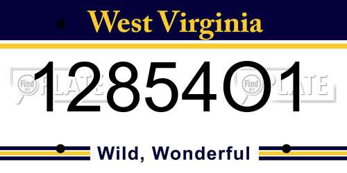 12854O1 West Virginia License Plate