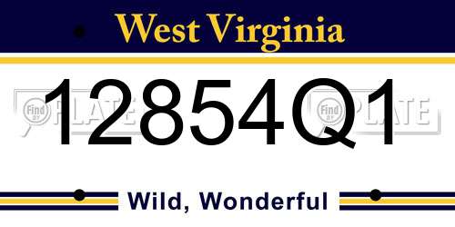 12854Q1 West Virginia License Plate