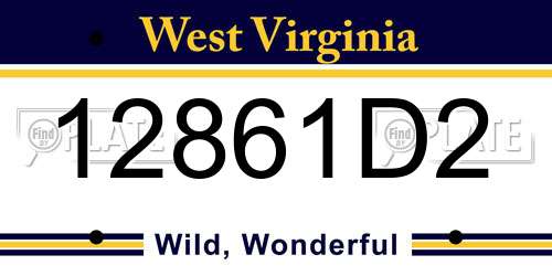 12861D2 West Virginia License Plate