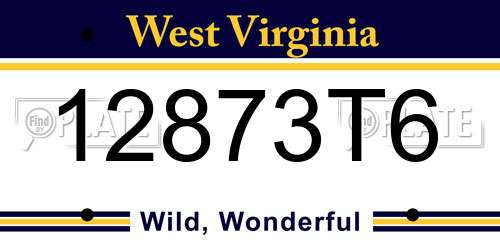 12873T6 West Virginia License Plate