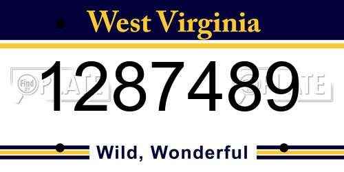 1287489 West Virginia License Plate