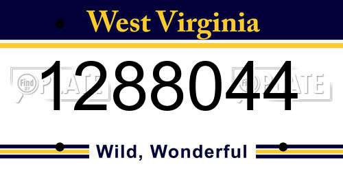 1288044 West Virginia License Plate