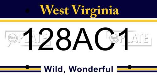 128AC1 West Virginia License Plate