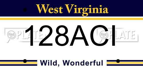 128ACI West Virginia License Plate