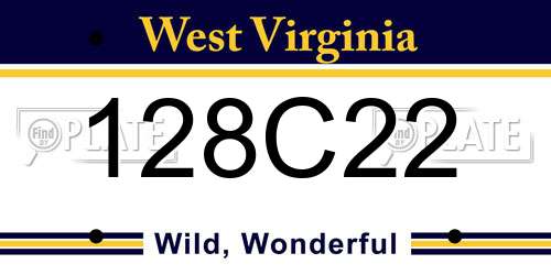 128C22 West Virginia License Plate