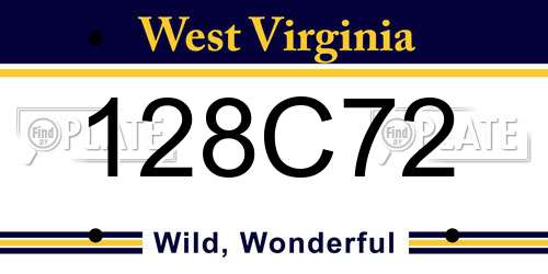 128C72 West Virginia License Plate
