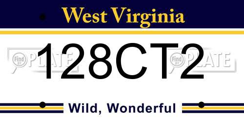 128CT2 West Virginia License Plate