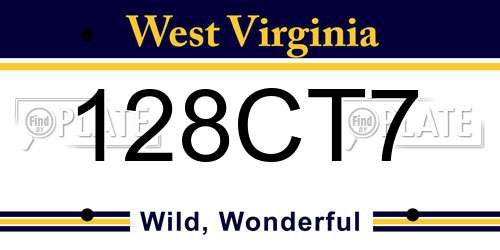 128CT7 West Virginia License Plate