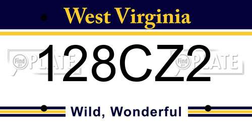 128CZ2 West Virginia License Plate