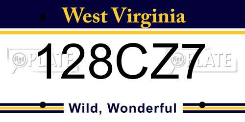 128CZ7 West Virginia License Plate