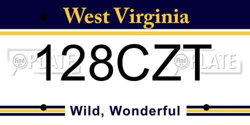 128CZT West Virginia License Plate