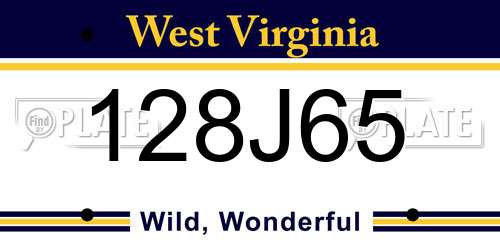 128J65 West Virginia License Plate