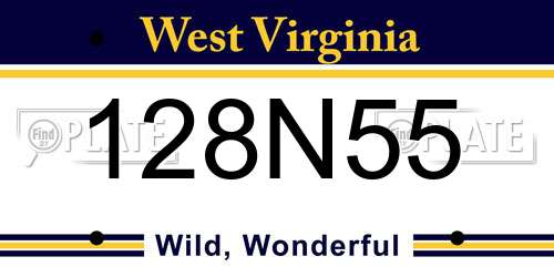 128N55 West Virginia License Plate