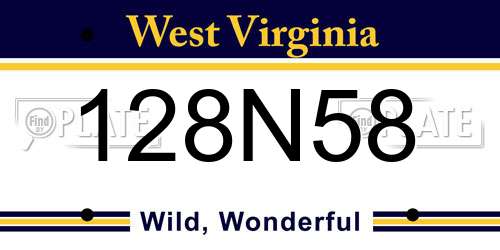 128N58 West Virginia License Plate