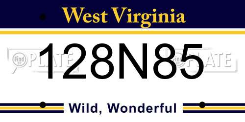 128N85 West Virginia License Plate