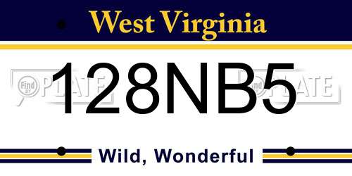 128NB5 West Virginia License Plate