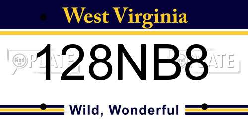 128NB8 West Virginia License Plate