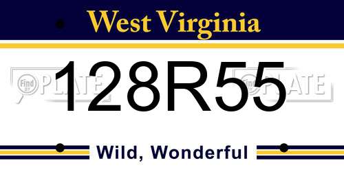 128R55 West Virginia License Plate