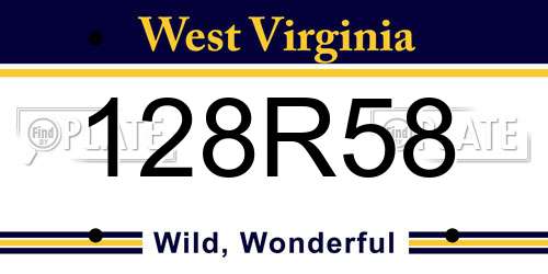 128R58 West Virginia License Plate