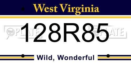 128R85 West Virginia License Plate