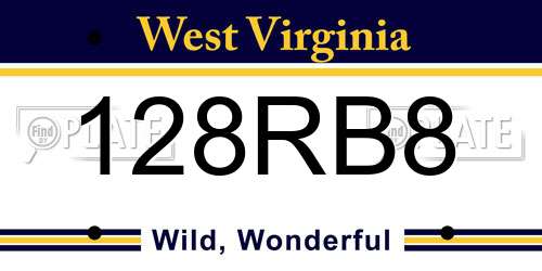 128RB8 West Virginia License Plate