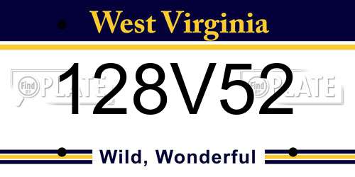 128V52 West Virginia License Plate