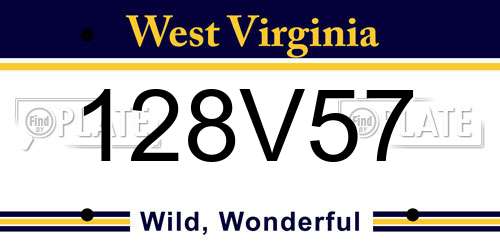 128V57 West Virginia License Plate