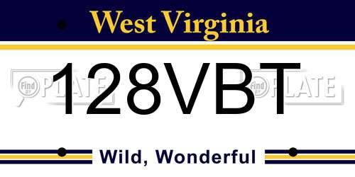 128VBT West Virginia License Plate